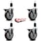 Service Caster 5'' Maroon Poly Swivel 1-3/8'' Expanding Stem Caster Set with Brake, 4PK SCC-EX20S514-PPUB-MRN-PLB-138-4 - alternate 3